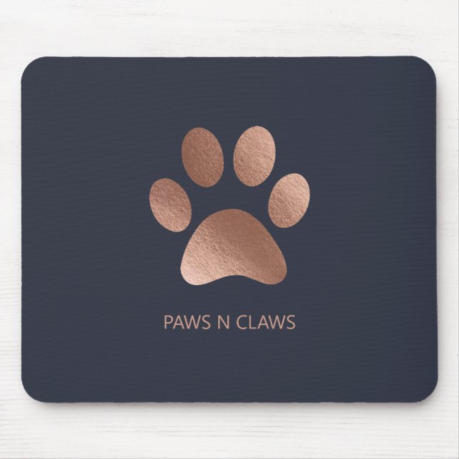 Imitats Rose Gold Paw Print auf Navy Mousepad (Vorne)
