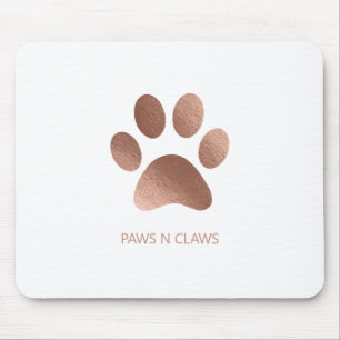 Imitats Rose Gold Paw Print auf Weiß Mousepad