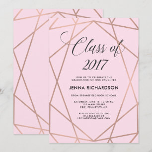 Imitats Rose Goldene Geometrie auf Rosa Abschluss Einladung