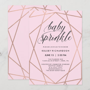 Imitats Rose Goldene Geometrie Rosa Baby Sprinkle Einladung