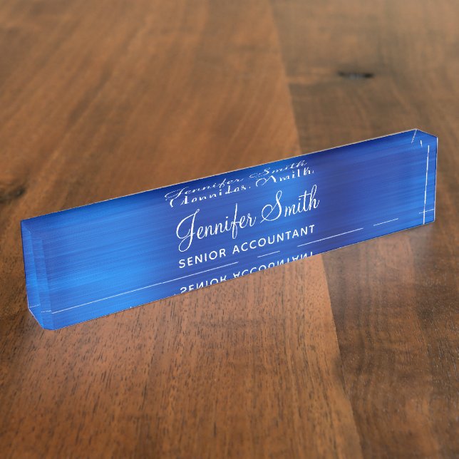 Imitats Royal Blue Metallic Foil Namensplakette (Seite)
