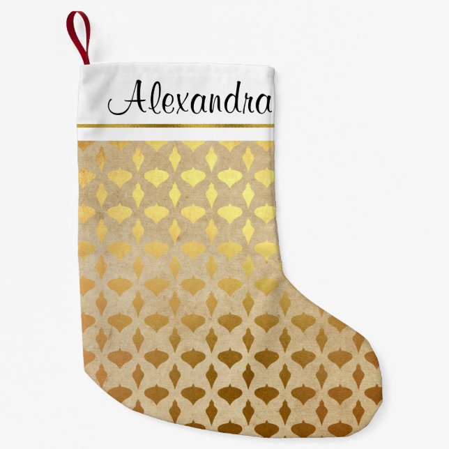 Imitats Rustic Gold Foil Weihnachtsschmuck Monogra Kleiner Weihnachtsstrumpf (Vorderseite)