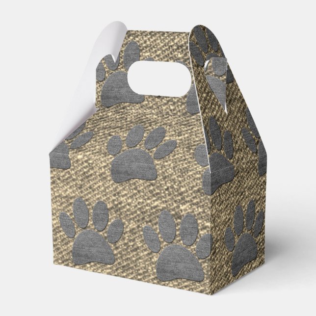 Imitats Rustikale Jeans Dog Paw Print Geschenkschachtel (Vorderseite)