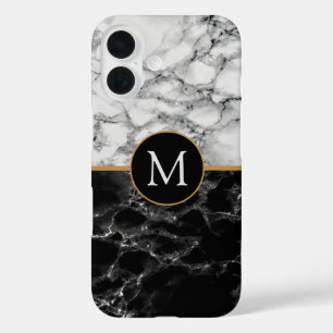 Imitats Schwarz-weiß Marble Custom Letter iPhone F 16 Hülle