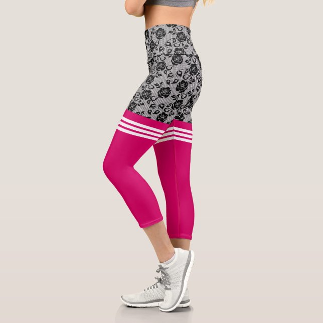 Imitats Schwarze Rose Lace Fishnet Otk Socks - ele Capri Leggings (Links)