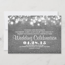 Imitats Silber Glitzer Lichter Hochzeit lädt ein Einladung