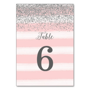 Imitats Silver Glitzer Pink Wedding Tischnummer Ca