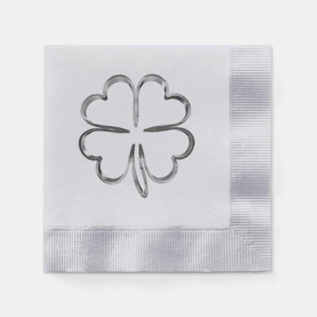 Imitats Silver Gray Clover Viel Glück Serviette (Vorderseite)