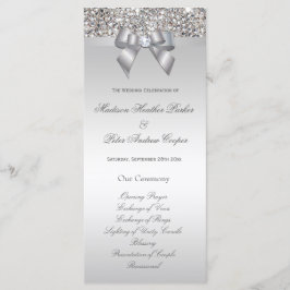 Imitats Silver Sequins Bow Wedding Program Programm