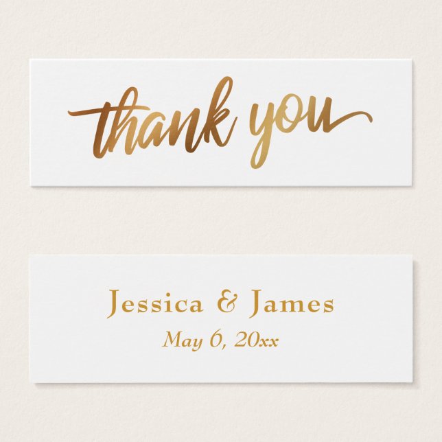 Imitats Smooth Gold Script Vielen Dank Gastgeschen (Vorne & Hinten)