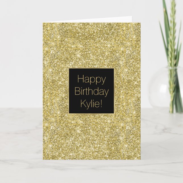 Imitats Sparkle Gold Glitzer Geburtstag Karte (Vorderseite)