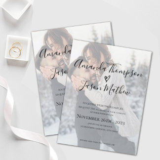 Imitats Vellum-Effekt Doppelseitiges Foto Hochzeit Einladungspostkarte