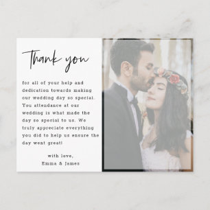 Imitats Vellum Hand Lettered Foto Wedding Danke Postkarte