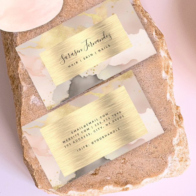 Imitats Wasserfarben Golden Foil Rosa Visitenkarte (Von Creator hochgeladen)