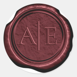 Imitats Wax Wedding Initials Burgundy ID881 Runder Aufkleber