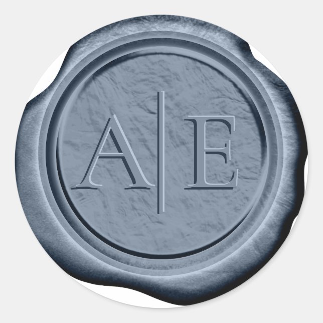 Imitats Wax Wedding Initials Dark Blue ID1022 Runder Aufkleber (Vorderseite)