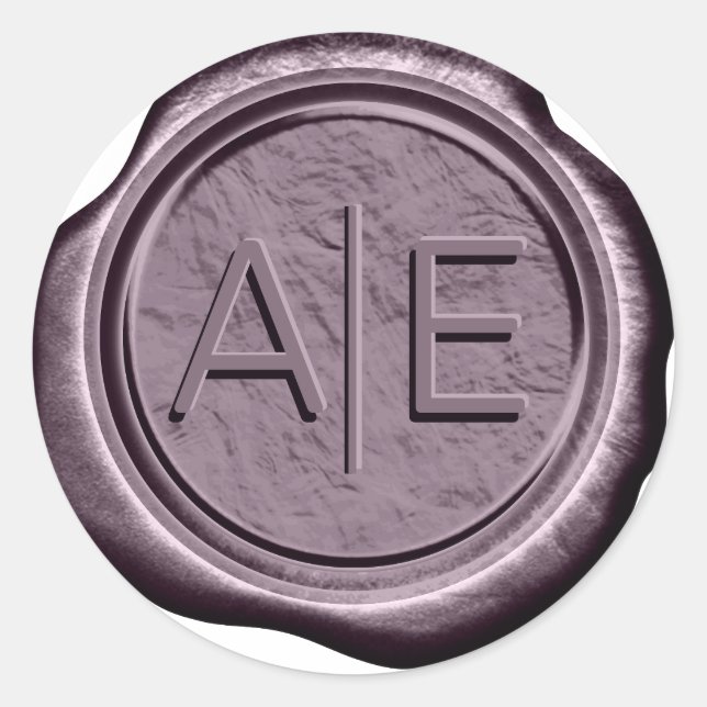 Imitats Wax Wedding Initials Dk Mauve ID967 Runder Aufkleber (Vorderseite)