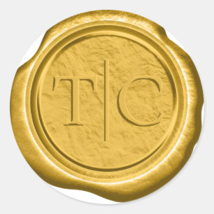 Imitats Wax Wedding Initials Gold ID954 Runder Aufkleber