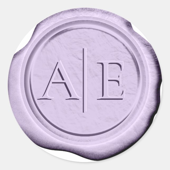 Imitats Wax Wedding Initials Lavender ID990 Runder Aufkleber (Vorderseite)