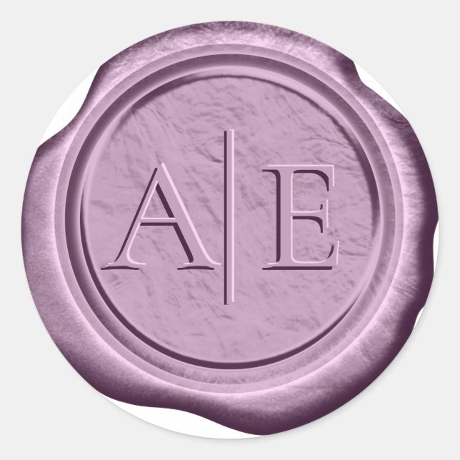 Imitats Wax Wedding Initials Lilac ID889 Runder Aufkleber (Vorderseite)