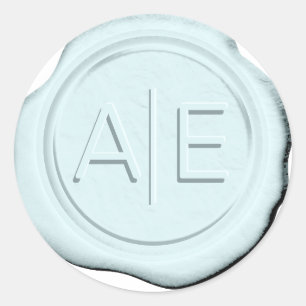 Imitats Wax Wedding Initials Lt Blue ID968 Runder Aufkleber