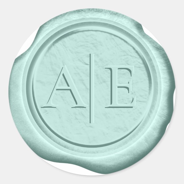 Imitats Wax Wedding Initials Mint ID477 Runder Aufkleber (Vorderseite)