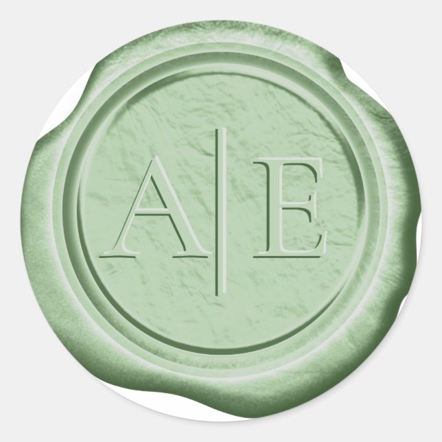 Imitats Wax Wedding Initials Moss Green ID956 Runder Aufkleber (Vorderseite)