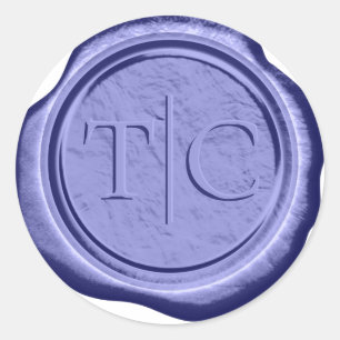 Imitats Wax Wedding Initials Periwinkle ID954 Runder Aufkleber