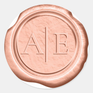 Imitats Wax Wedding Initials Terra Cotta ID956 Runder Aufkleber