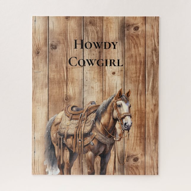 Imitats Wood Western Cowboy Cowgirl Horse Puzzle (Vertikal)