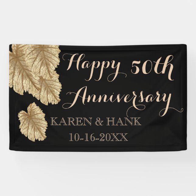 Imitats zum 50. Hochzeitstag Gold Leaf Elegant Banner (Horizontal)