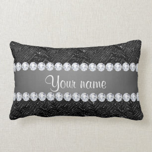 Imitatschwarze Sequins-Glitzern und Diamanten Lendenkissen