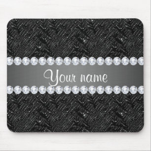 Imitatschwarze Sequins-Glitzern und Diamanten Mousepad
