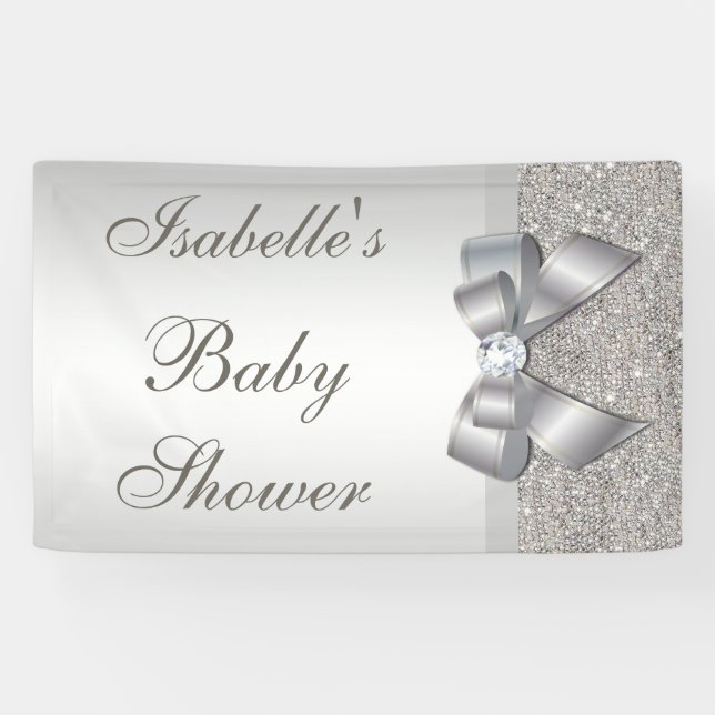 Imitatsilberne Sequins beugen neutrale Baby-Dusche Banner (Horizontal)