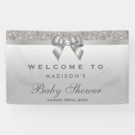 Imitatsilberne Sequins-Diamant-Bogen-Baby-Dusche Banner
