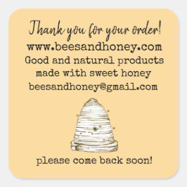 Imker Apiary Vielen Dank für Ihre Bestellung Quadratischer Aufkleber