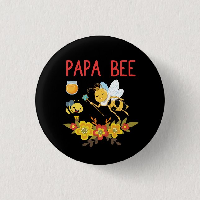 Imker Art Papa Biene 2 Button (Vorderseite)