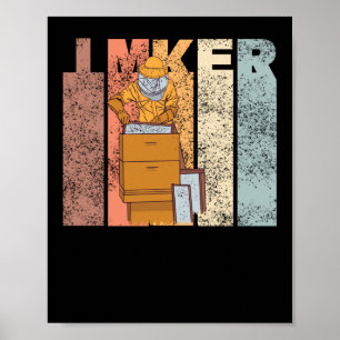 Imker Biene Vintage Retro Rette Bienen Poster