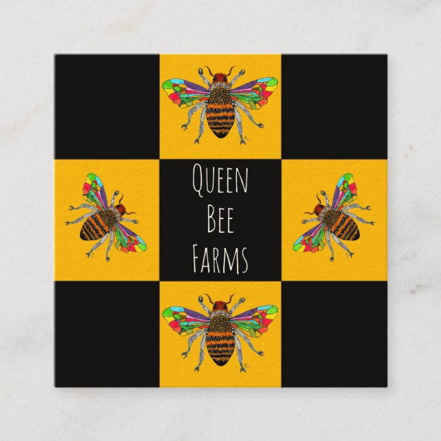 Imker, Honigbienenverkäufer, Bienenzüchter, Bauer Quadratische Visitenkarte (Vorderseite)