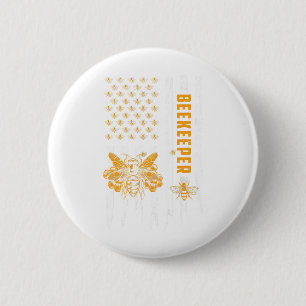 Imkerei Amerikanische Flagge Waben Honig Bienen Im Button