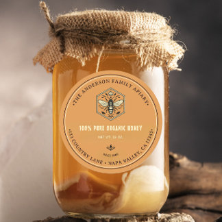 Imkerei-Bienenstock-Logo-Design Honigglas-Etikett Runder Aufkleber