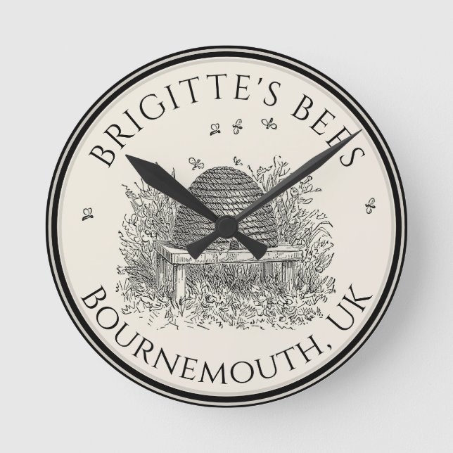 Imkerei-Heckenschere Runde Wanduhr (Vorderseite)