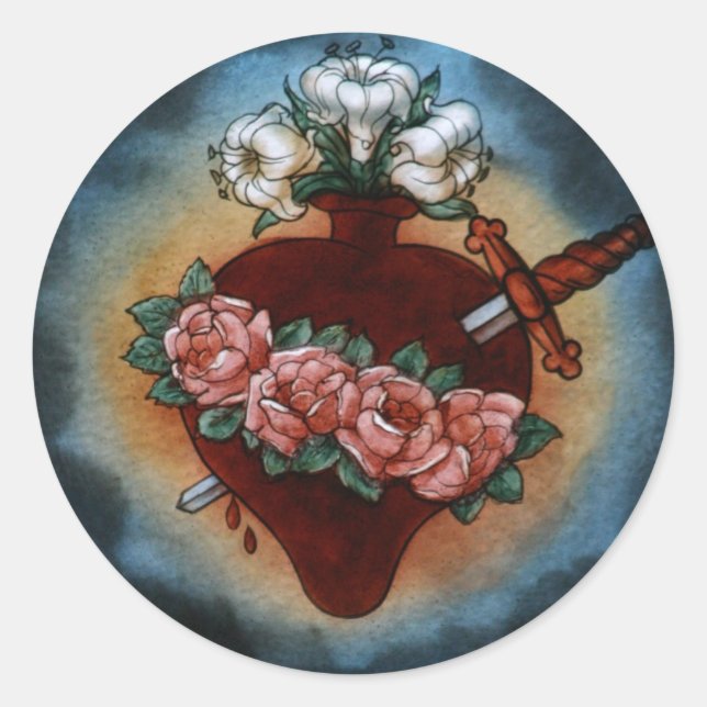 Immaculate Heart Of Mary Runder Aufkleber (Vorderseite)