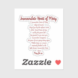 Immaculate Heart Prayer Vinyl Sticker