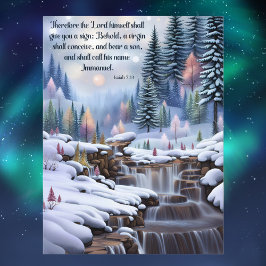 Immanuel Bible Verse Winter Wald Wasserfälle Feiertagspostkarte