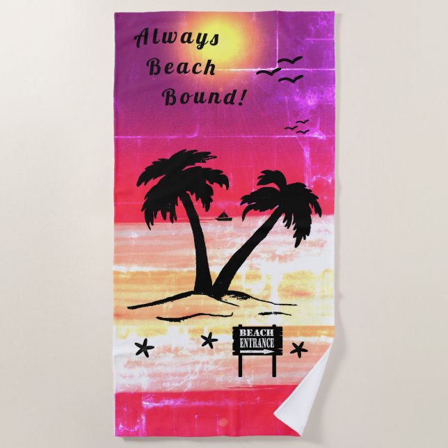 Immer Beach Bound Lila Red B Strandtuch (Vorderseite)