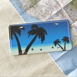 Immer Beach Bound! Palm Tree Midnight Blue US Nummernschild