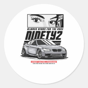 Immer bereit für das Rennen Runder Aufkleber
