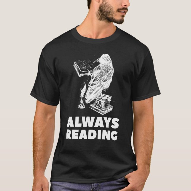 Immer Bücher lesen Bird Crow Fantasy T-Shirt (Vorderseite)
