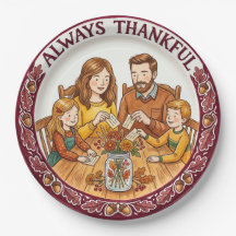 "Immer Dankbar" Familien-Thanksgiving-Papierteller